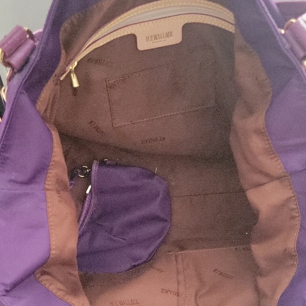 MZ Wallace Purple Gathered Pocket Shoulder Bag with Gold Hardware - Picture 5 of 9